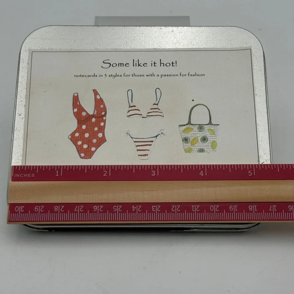 Some Like It Hot Fashion Notecards Set of 6 with Envelopes in Metal Tin Summer